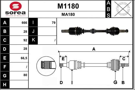 SNRA M1180 - Приводний вал autocars.com.ua