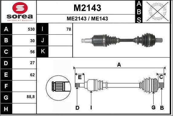 SNRA M2143 - Приводний вал autocars.com.ua