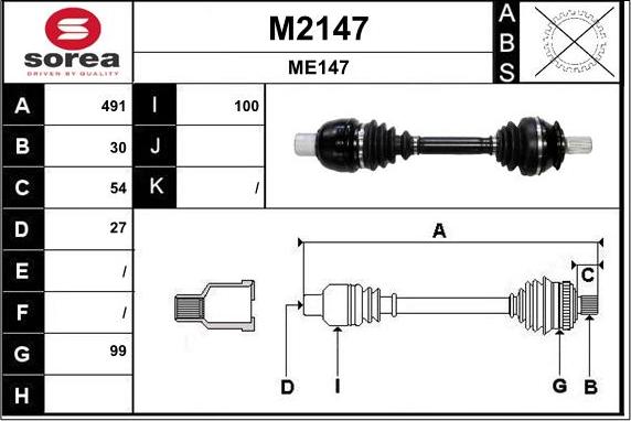 SNRA M2147 - Приводний вал autocars.com.ua