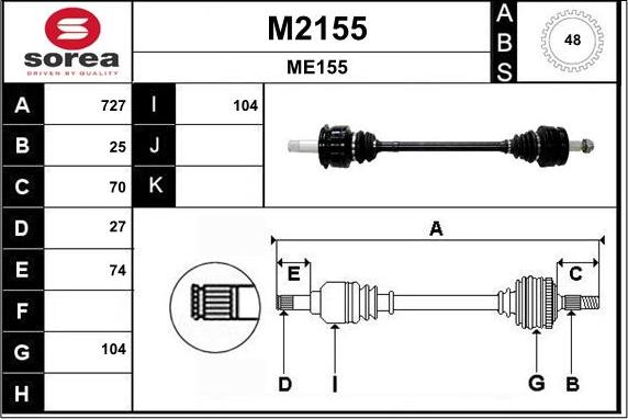 SNRA M2155 - Приводний вал autocars.com.ua