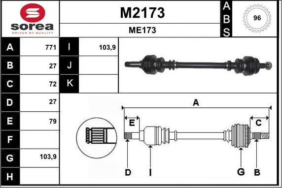 SNRA M2173 - Приводний вал autocars.com.ua