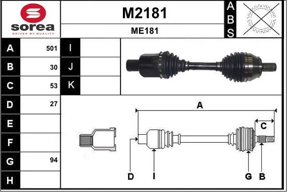 SNRA M2181 - Приводний вал autocars.com.ua