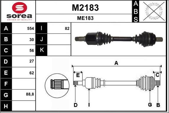 SNRA M2183 - Приводний вал autocars.com.ua