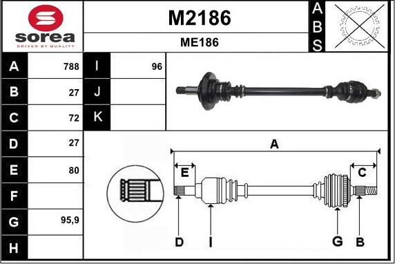 SNRA M2186 - Приводний вал autocars.com.ua