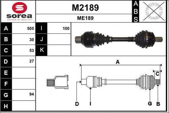 SNRA M2189 - Приводний вал autocars.com.ua