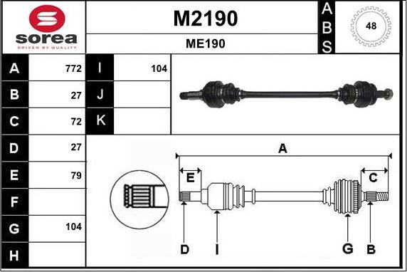 SNRA M2190 - Приводний вал autocars.com.ua