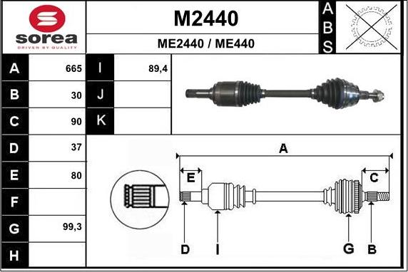 SNRA M2440 - Приводной вал avtokuzovplus.com.ua