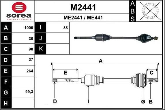 SNRA M2441 - Приводной вал avtokuzovplus.com.ua