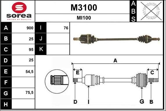 SNRA M3100 - Приводной вал avtokuzovplus.com.ua