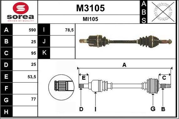 SNRA M3105 - Приводний вал autocars.com.ua