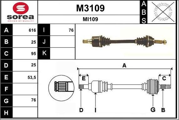 SNRA M3109 - Приводний вал autocars.com.ua