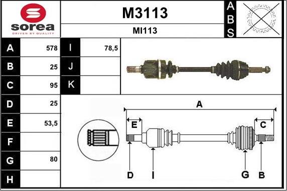 SNRA M3113 - Приводний вал autocars.com.ua