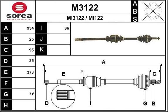 SNRA M3122 - Приводний вал autocars.com.ua