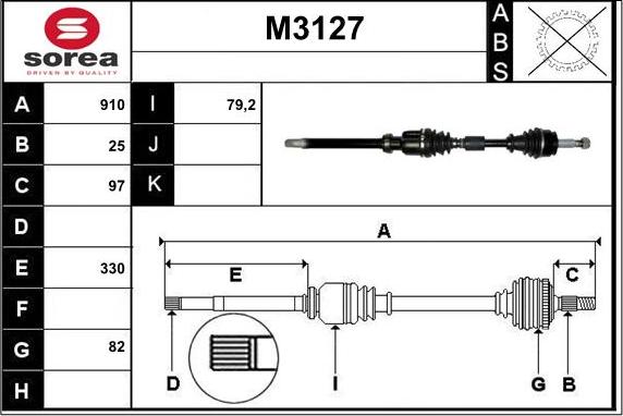 SNRA M3127 - Приводний вал autocars.com.ua