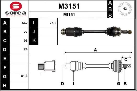 SNRA M3151 - Приводний вал autocars.com.ua