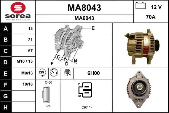 SNRA MA8043 - Генератор avtokuzovplus.com.ua