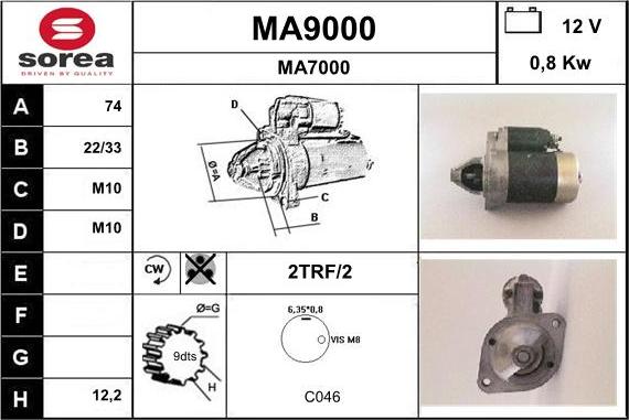 SNRA MA9000 - Стартер autocars.com.ua