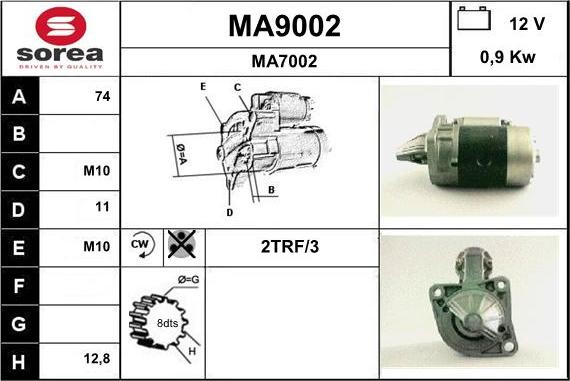 SNRA MA9002 - Стартер autocars.com.ua