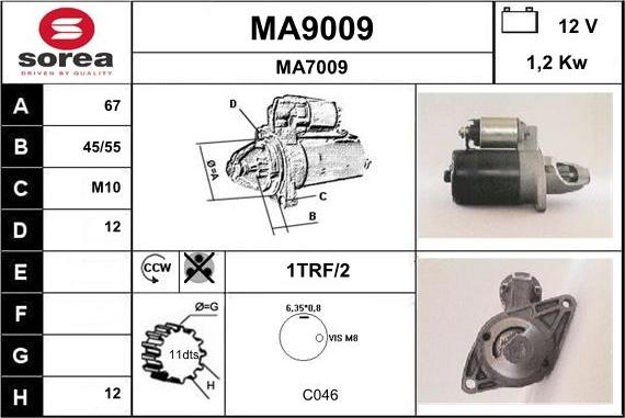 SNRA MA9009 - Стартер autocars.com.ua