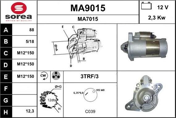 SNRA MA9015 - Стартер autocars.com.ua