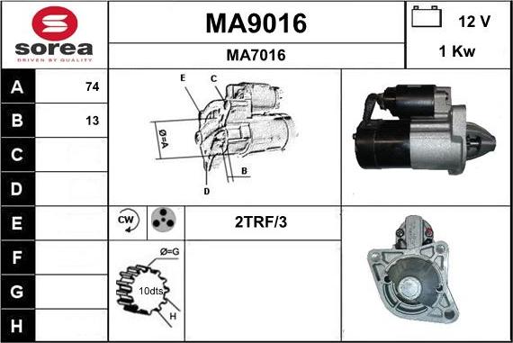 SNRA MA9016 - Стартер autocars.com.ua