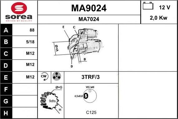 SNRA MA9024 - Стартер autocars.com.ua