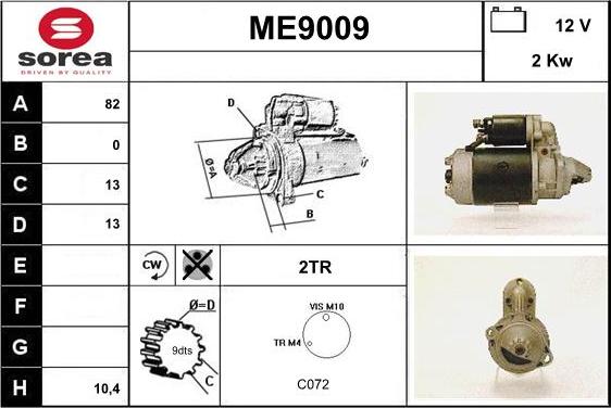 SNRA ME9009 - Стартер autocars.com.ua