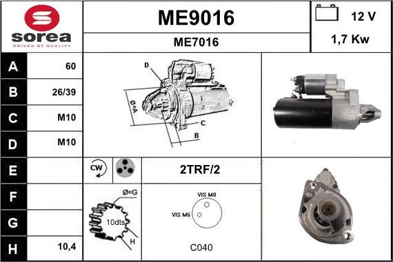 SNRA ME9016 - Стартер avtokuzovplus.com.ua