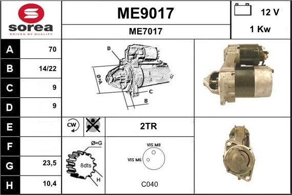 SNRA ME9017 - Стартер autocars.com.ua