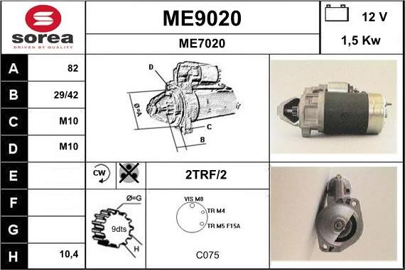 SNRA ME9020 - Стартер autocars.com.ua