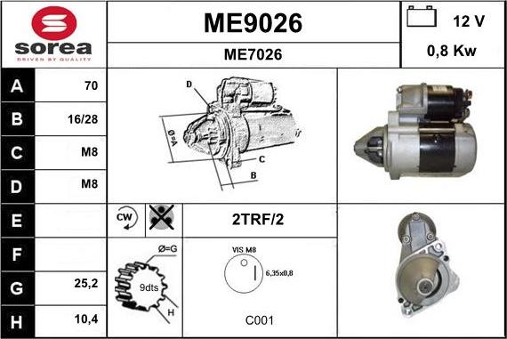 SNRA ME9026 - Стартер autocars.com.ua