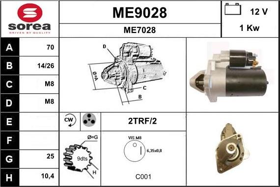 SNRA ME9028 - Стартер autocars.com.ua