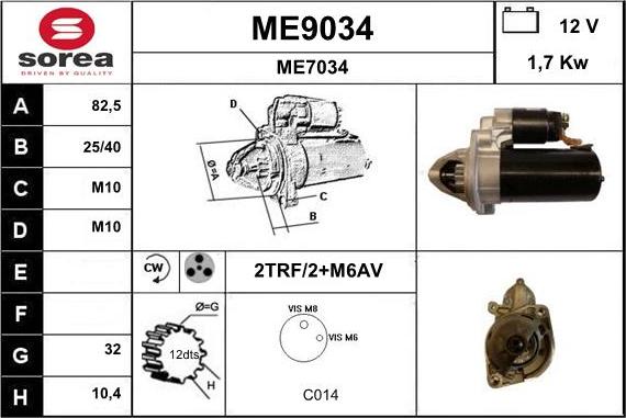 SNRA ME9034 - Стартер autocars.com.ua