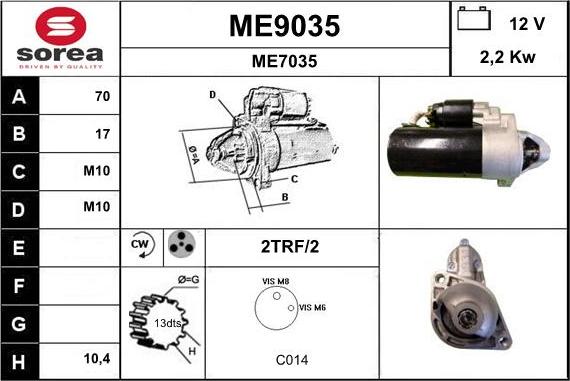 SNRA ME9035 - Стартер avtokuzovplus.com.ua