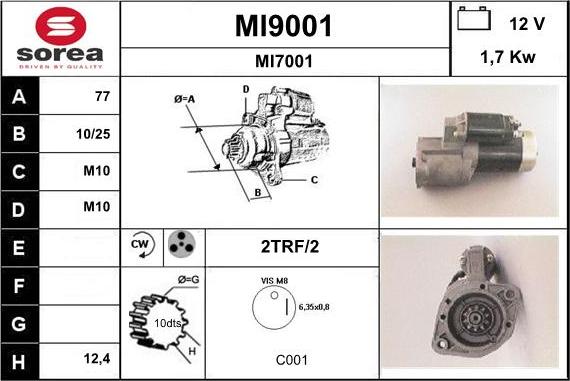 SNRA MI9001 - Стартер autocars.com.ua