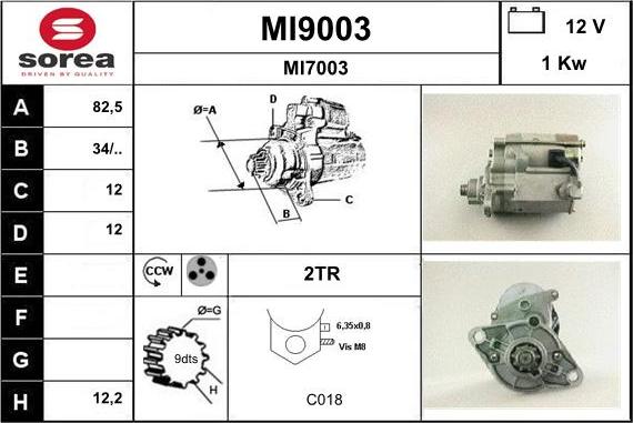 SNRA MI9003 - Стартер autocars.com.ua