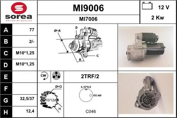 SNRA MI9006 - Стартер autocars.com.ua