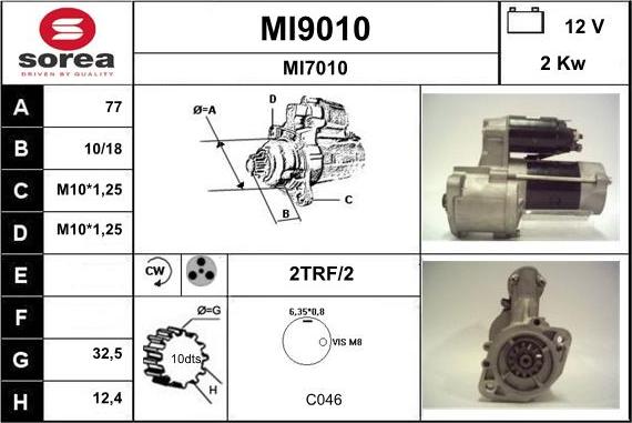 SNRA MI9010 - Стартер autocars.com.ua