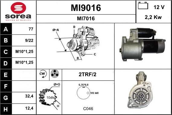 SNRA MI9016 - Стартер autocars.com.ua