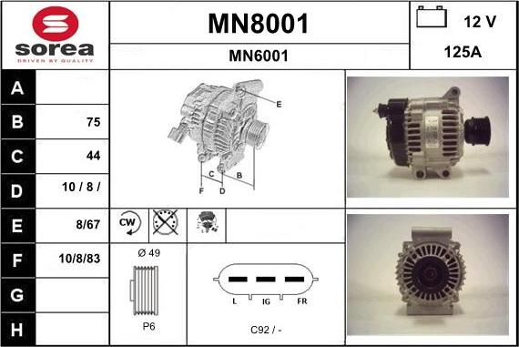 SNRA MN8001 - Генератор autocars.com.ua