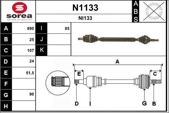 SNRA N1133 - Приводний вал autocars.com.ua