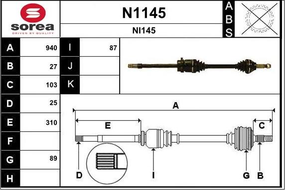 SNRA N1145 - Приводний вал autocars.com.ua