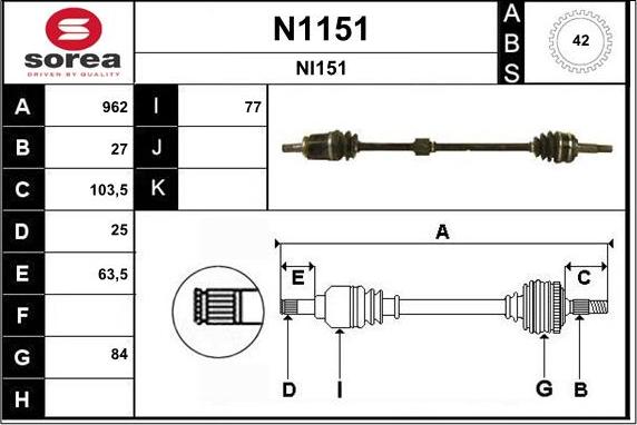 SNRA N1151 - Приводний вал autocars.com.ua