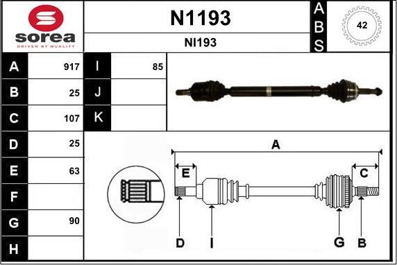 SNRA N1193 - Приводний вал autocars.com.ua