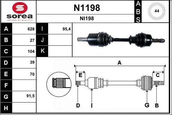 SNRA N1198 - Приводний вал autocars.com.ua