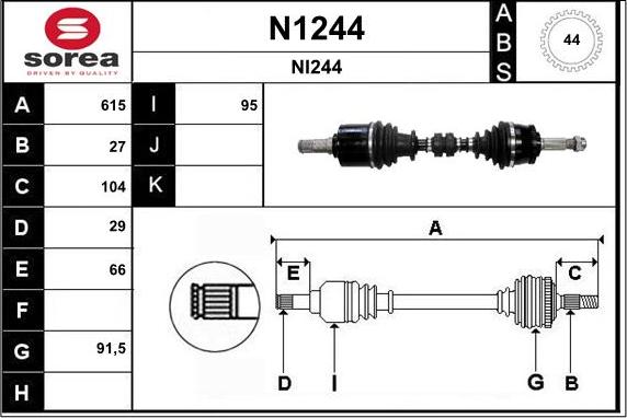 SNRA N1244 - Приводний вал autocars.com.ua