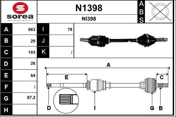 SNRA N1398 - Приводний вал autocars.com.ua