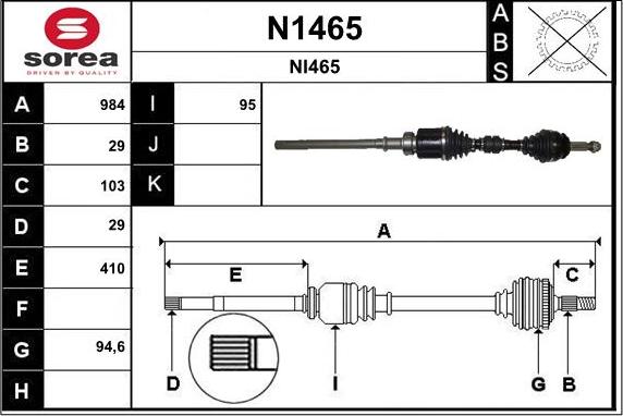 SNRA N1465 - Приводний вал autocars.com.ua