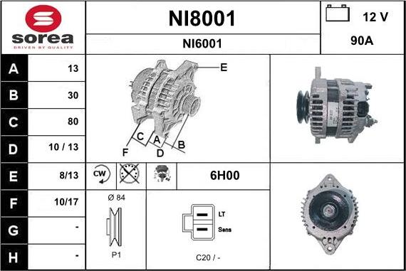 SNRA NI8001 - Генератор autocars.com.ua