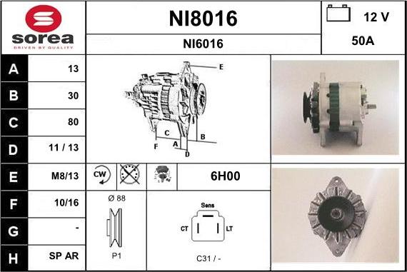 SNRA NI8016 - Генератор autocars.com.ua